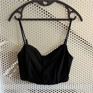 Dynamite Bustier-style Cropped Top Size Small in Black Zipper Back NWT